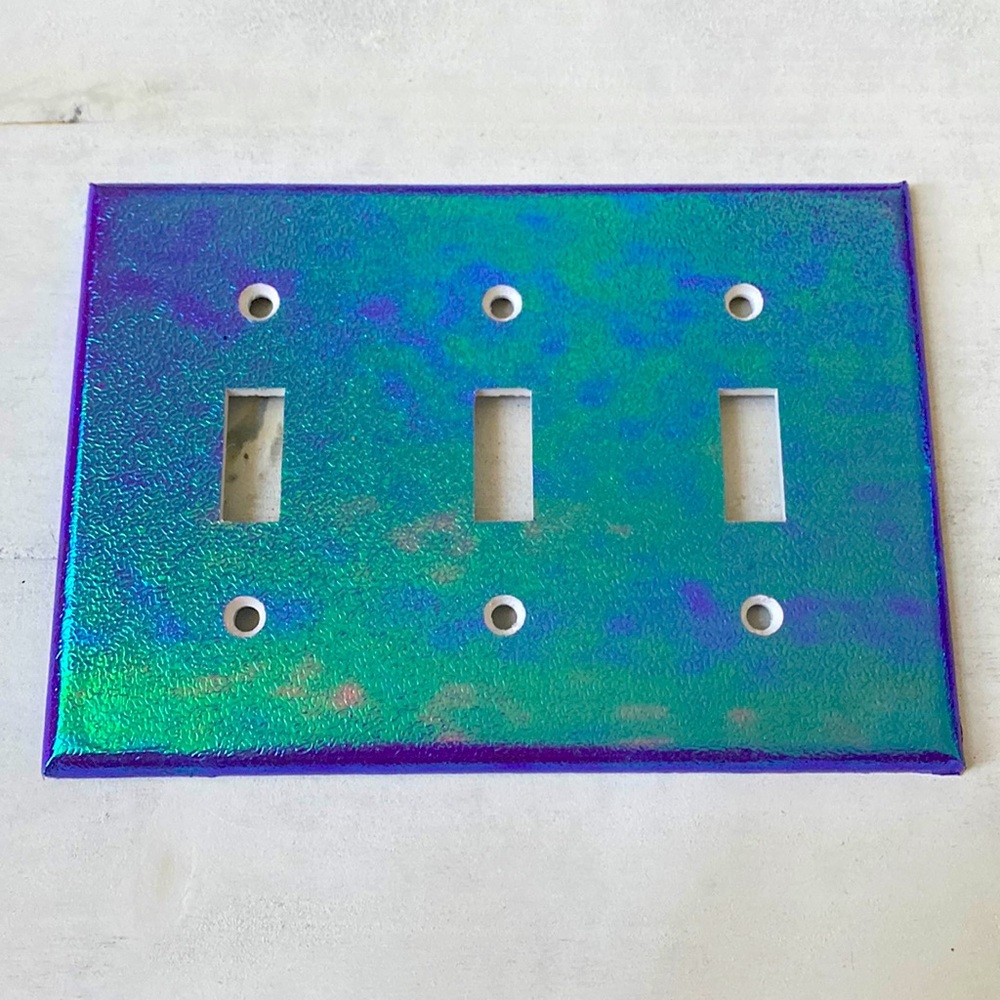 Iridescent Purple/Turquoise Light Switch Cover, Triple Toggle Plate